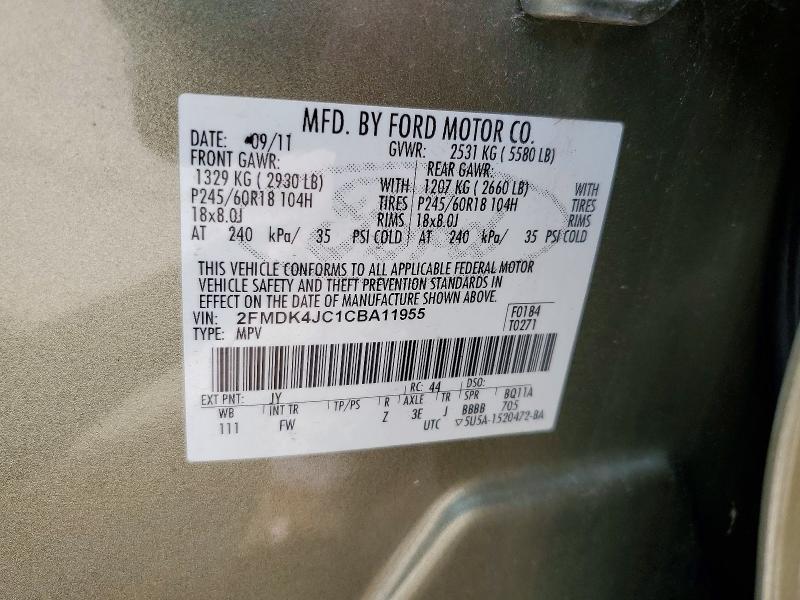 Aukcja sprzedaży 2012 Ford Edge, vin: 2FMDK4JC1CBA11955, numer aukcji: 61842166