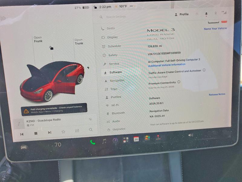62491926 :رقم المزاد ، 5YJ3E1EB5MF089859 vin ، 2021 Tesla Model 3 مزاد بيع