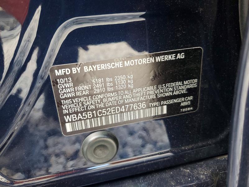 59967606 :رقم المزاد ، WBA5B1C52ED477636 vin ، 2014 Bmw 535 مزاد بيع
