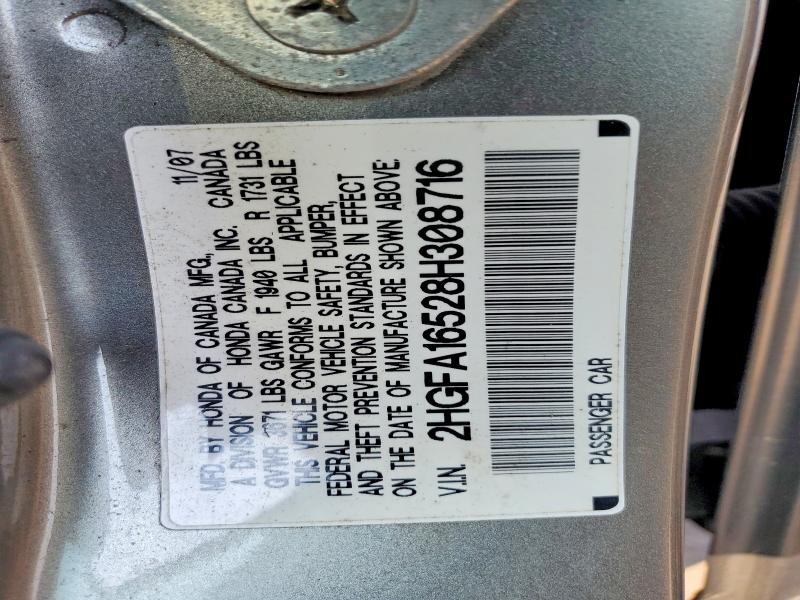 Auction sale of the 2008 Honda Civic, vin: 2HGFA16528H308716, lot number: 61367356