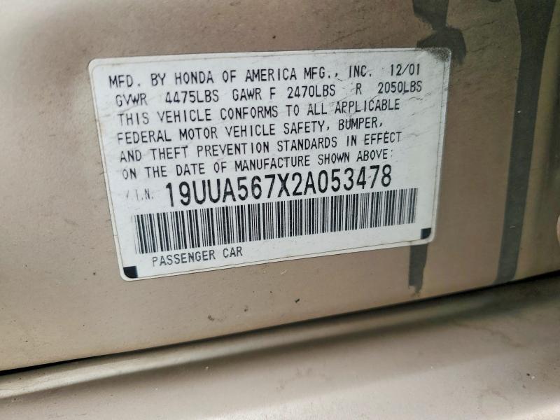2002 Acura 3.2tl მანქანა იყიდება აუქციონზე, vin: 19UUA567X2A053478, აუქციონის ნომერი: 61410946