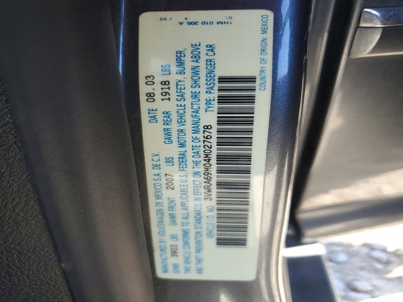 60395556 :رقم المزاد ، 3VWRA69M04M027678 vin ، 2004 Volkswagen Jetta مزاد بيع
