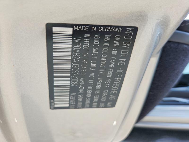 Aukcja sprzedaży 2012 Porsche 911, vin: WP0AB2A93CS720084, numer aukcji: 60025596