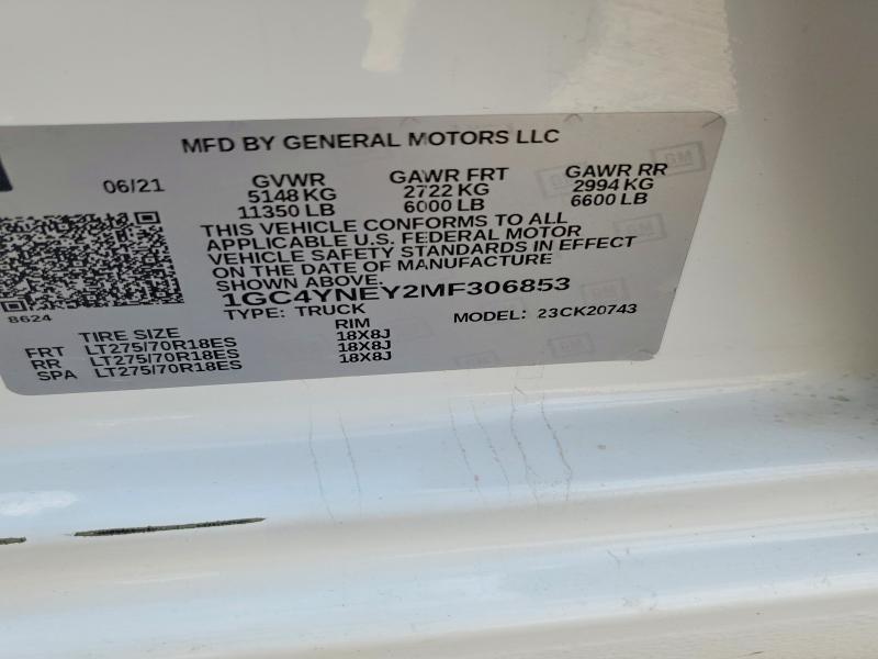 Aukcja sprzedaży 2021 Chevrolet Silverado, vin: 1GC4YNEY2MF306853, numer aukcji: 62605606