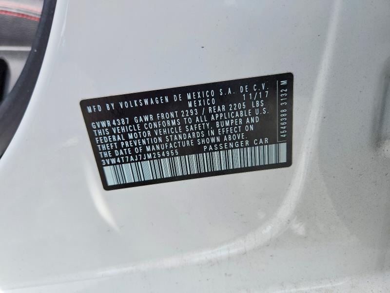 Продаж на аукціоні авто 2018 Volkswagen Jetta, vin: 3VW4T7AJ7JM254955, номер лоту: 63046246