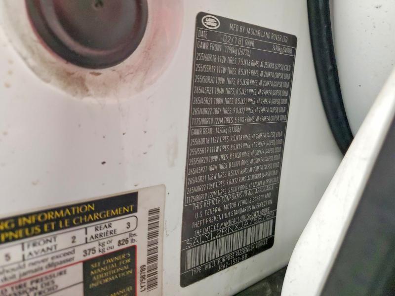 Aukcja sprzedaży 2018 Land Rover Range Rover Velar, vin: SALYL2RNXJA758789, numer aukcji: 61643586