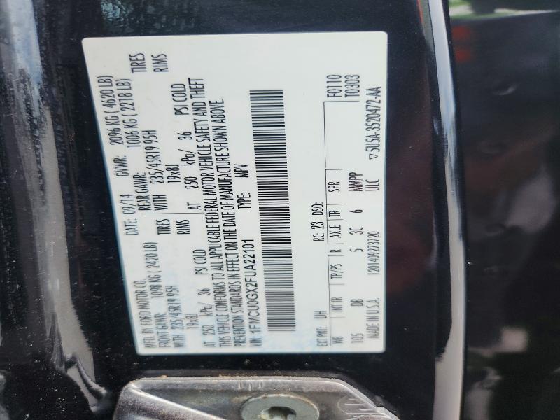 85993475 :رقم المزاد ، 1FMCU0GX2FUA22101 vin ، 2015 Ford Escape مزاد بيع