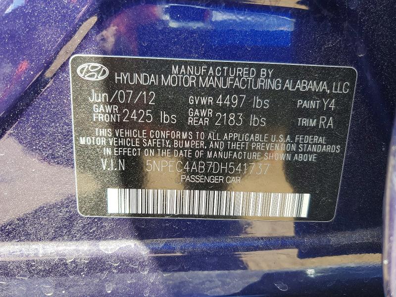 Продаж на аукціоні авто 2013 Hyundai Sonata, vin: 5NPEC4AB7DH541737, номер лоту: 62218076
