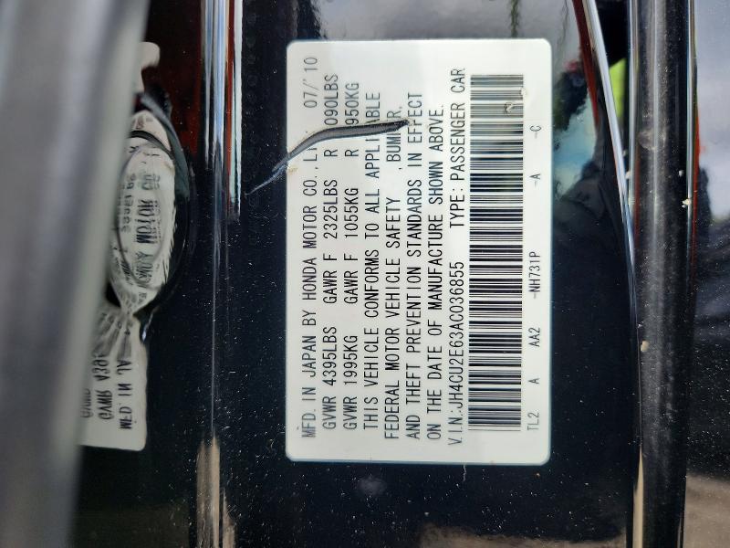 Aukcja sprzedaży 2010 Acura Tsx, vin: JH4CU2E63AC036855, numer aukcji: 60325766