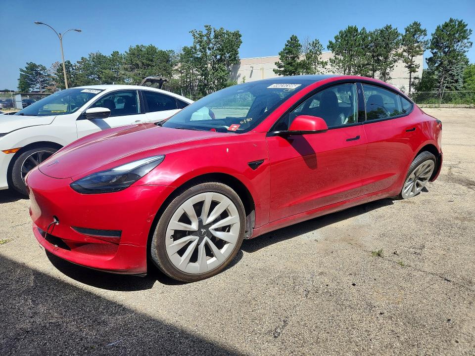 Auction sale of the 2022 Tesla Model 3, vin: 5YJ3E1EA7NF287884, lot number: 59020386