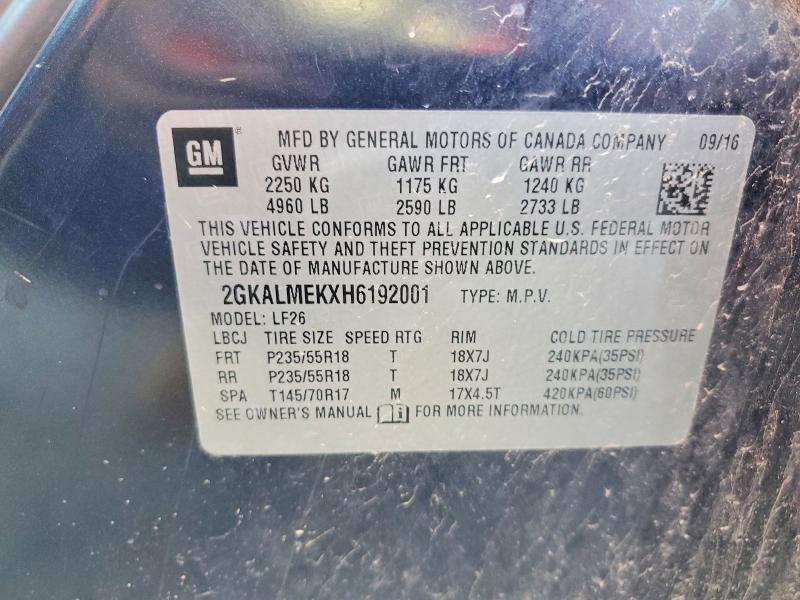 59251856 :رقم المزاد ، 2GKALMEKXH6192001 vin ، 2017 Gmc Terrain مزاد بيع