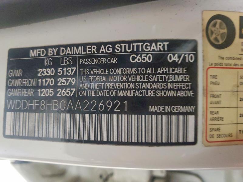 Продаж на аукціоні авто 2010 Mercedes-benz E, vin: WDDHF8HB0AA226921, номер лоту: 59362186