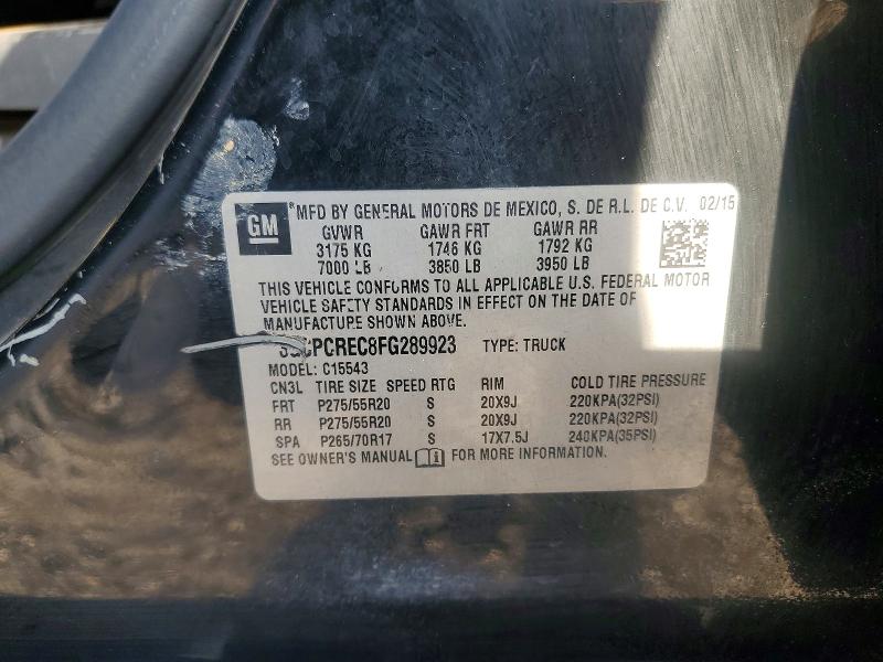 Auction sale of the 2015 Chevrolet Silverado, vin: 3GCPCREC8FG289923, lot number: 62985726