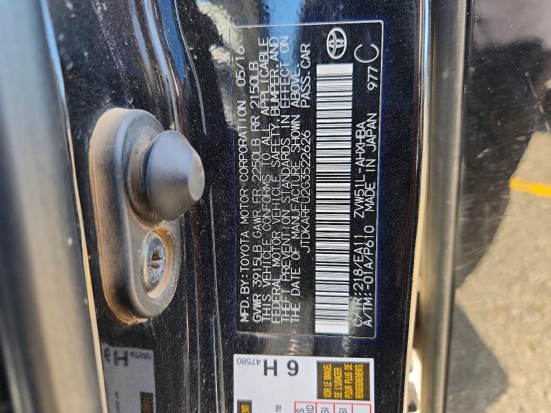 62264506 :رقم المزاد ، JTDKARFU2G3522626 vin ، 2016 Toyota Prius مزاد بيع