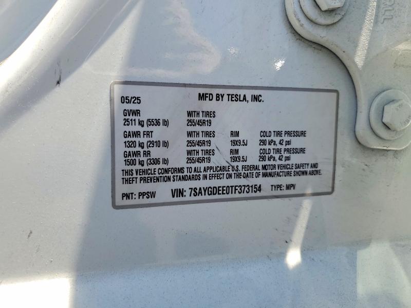 2026 Tesla Model Y მანქანა იყიდება აუქციონზე, vin: 7SAYGDEE0TF373154, აუქციონის ნომერი: 61764626