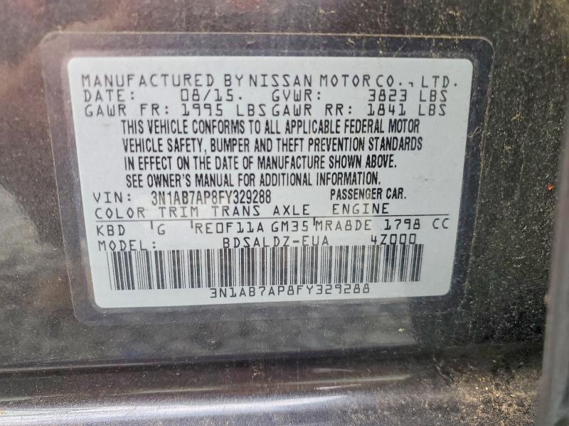 Aukcja sprzedaży 2015 Nissan Sentra, vin: 3N1AB7AP8FY329288, numer aukcji: 62067966