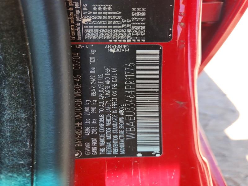 59699396 :رقم المزاد ، WBAEU33464PR11776 vin ، 2004 Bmw 325 مزاد بيع