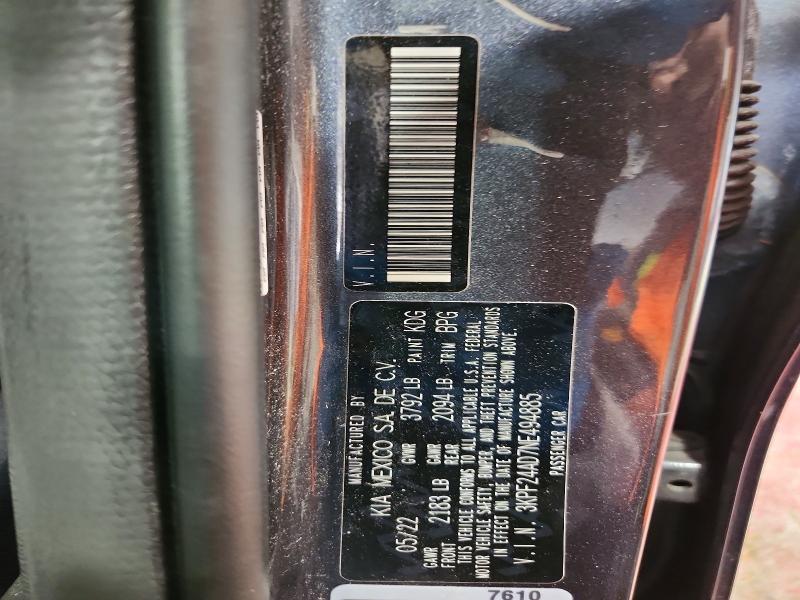 61849096 :رقم المزاد ، 3KPF24AD7NE494885 vin ، 2022 Kia Forte مزاد بيع