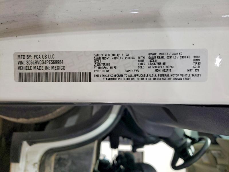 63337436 :رقم المزاد ، 3C6LRVCG4PE569984 vin ، 2023 Ram Promaster 2500 مزاد بيع