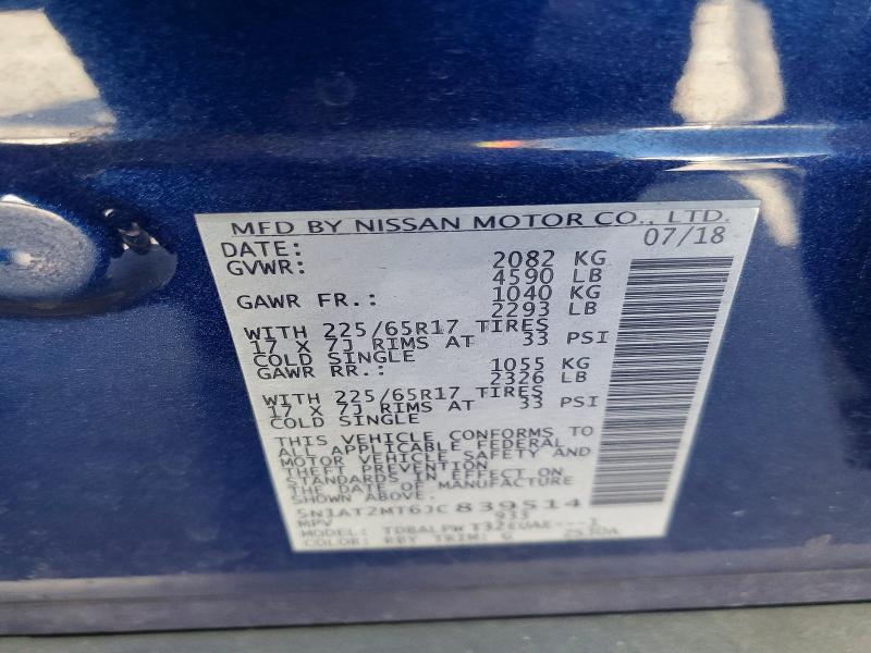 Auction sale of the 2018 Nissan Rogue, vin: 5N1AT2MT6JC839514, lot number: 61919746