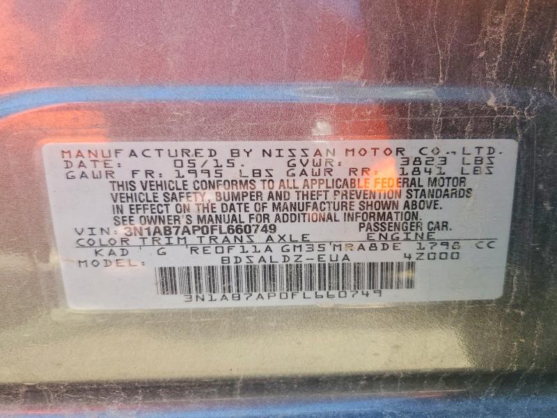 Продажа на аукционе авто 2015 Nissan Sentra, vin: 3N1AB7AP0FL660749, номер лота: 61613606