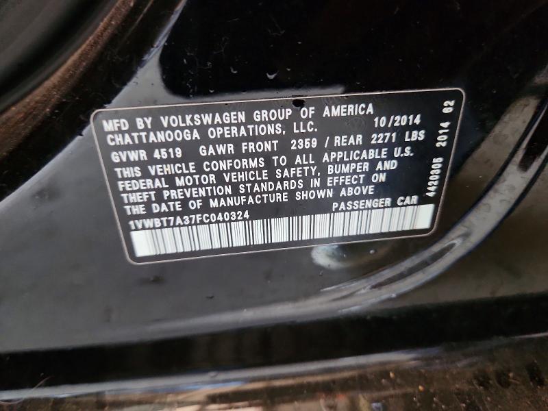 Aukcja sprzedaży 2015 Volkswagen Passat, vin: 1VWBT7A37FC040324, numer aukcji: 62239686