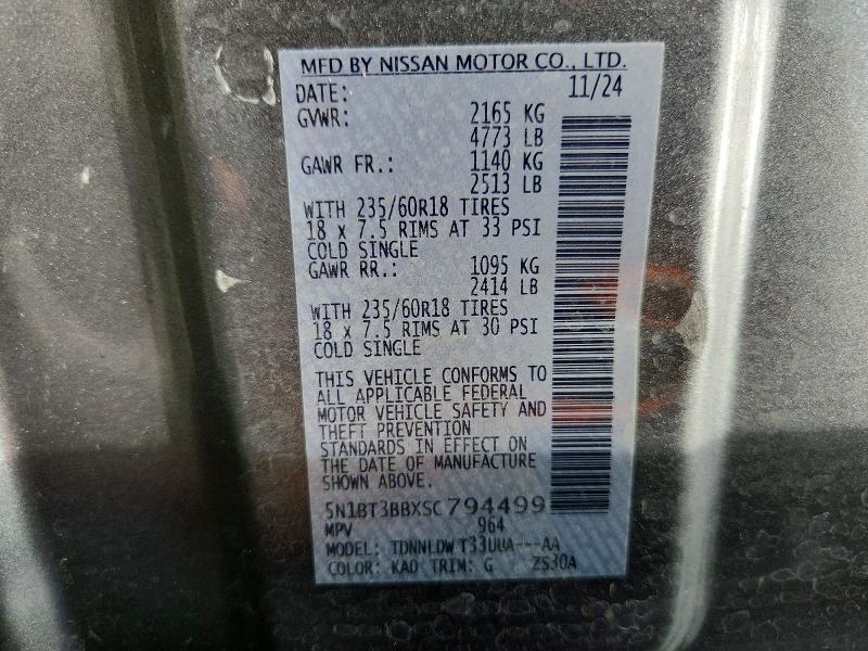 Продаж на аукціоні авто 2025 Nissan Rogue, vin: 5N1BT3BBXSC794499, номер лоту: 61605976