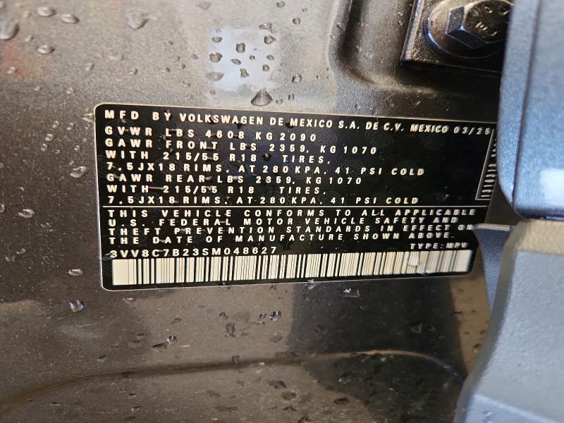 60249406 :رقم المزاد ، 3VV8C7B23SM048627 vin ، 2025 Volkswagen Taos مزاد بيع