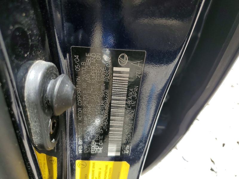 Aukcja sprzedaży 2004 Lexus Es, vin: JTHBA30G645046668, numer aukcji: 60974306