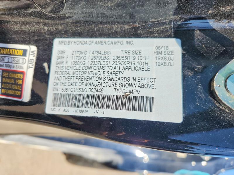 Продаж на аукціоні авто 2019 Acura Rdx, vin: 5J8TC1H53KL002449, номер лоту: 58076876