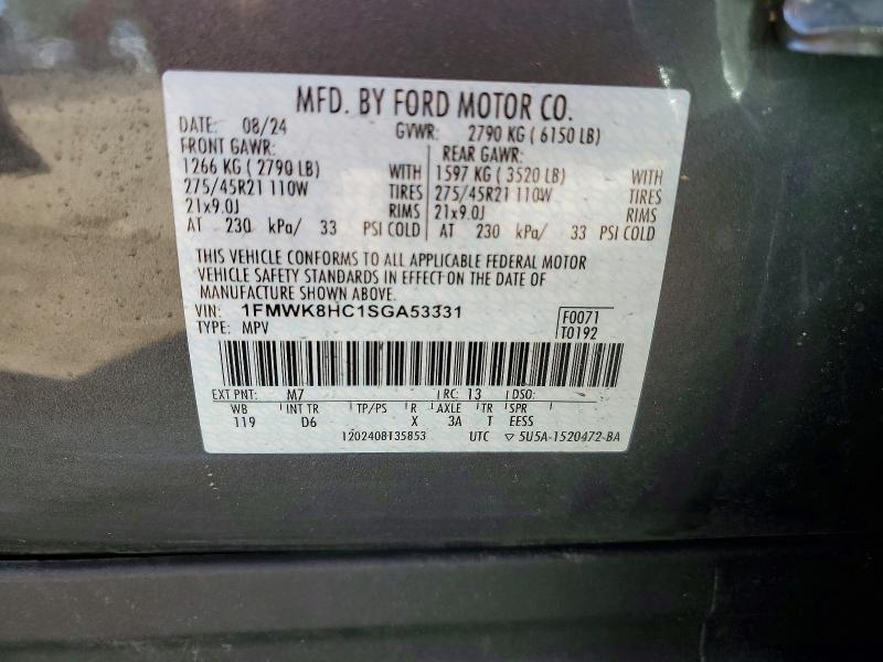 Aukcja sprzedaży 2025 Ford Explorer, vin: 1FMWK8HC1SGA53331, numer aukcji: 62128806
