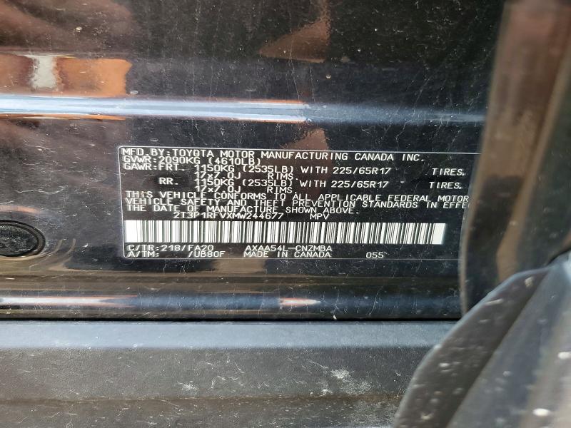 Aukcja sprzedaży 2021 Toyota Rav4, vin: 2T3P1RFVXMW244677, numer aukcji: 58198026