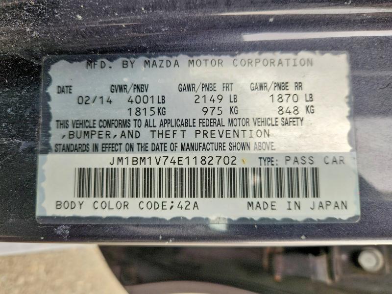 2014 Mazda 3 მანქანა იყიდება აუქციონზე, vin: JM1BM1V74E1182702, აუქციონის ნომერი: 61471476