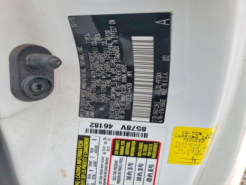 59669826 :رقم المزاد ، 5TDYK3DC3ES444268 vin ، 2014 Toyota Sienna مزاد بيع