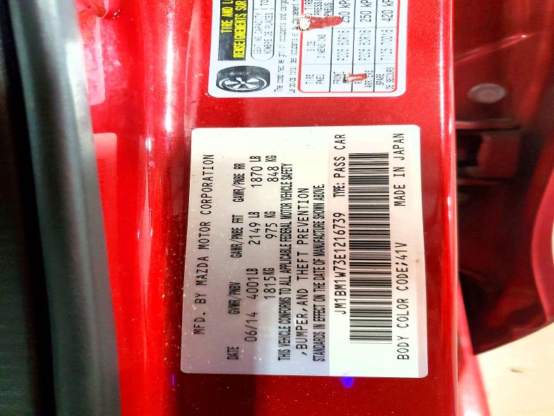 2014 Mazda 3 მანქანა იყიდება აუქციონზე, vin: JM1BM1W73E1216739, აუქციონის ნომერი: 60687856
