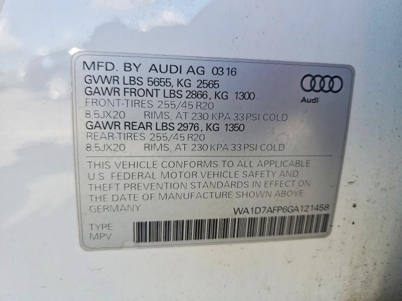 Aukcja sprzedaży 2016 Audi Q5, vin: WA1D7AFP6GA121458, numer aukcji: 60462266