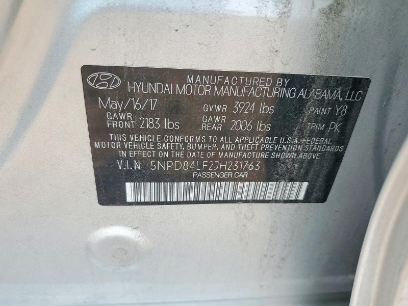 62642676 :رقم المزاد ، 5NPD84LF2JH231763 vin ، 2018 Hyundai Elantra مزاد بيع