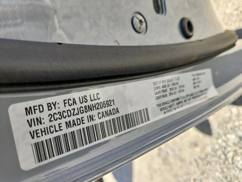 2022 Dodge Challenger მანქანა იყიდება აუქციონზე, vin: 2C3CDZJG8NH206921, აუქციონის ნომერი: 60620966