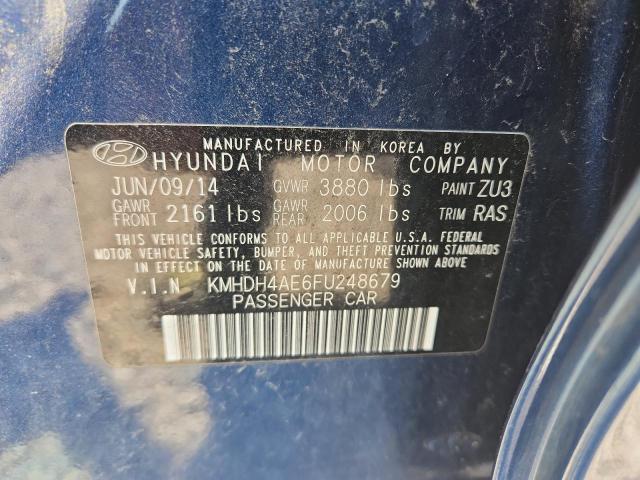 2015 Hyundai Elantra მანქანა იყიდება აუქციონზე, vin: KMHDH4AE6FU248679, აუქციონის ნომერი: 59600846