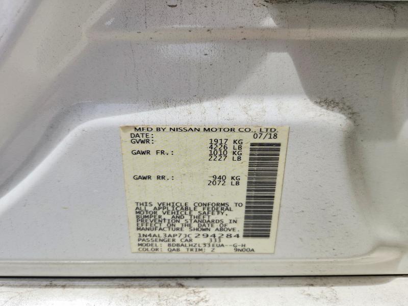 2018 Nissan Altima მანქანა იყიდება აუქციონზე, vin: 1N4AL3AP7JC294284, აუქციონის ნომერი: 61080816