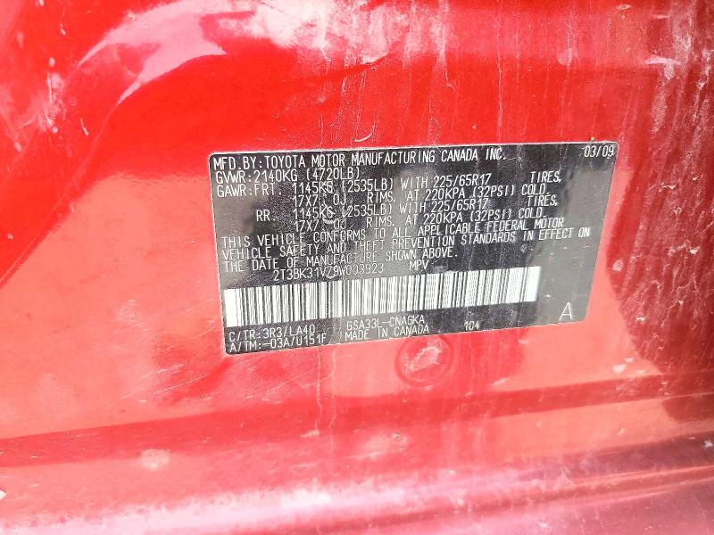 Aukcja sprzedaży 2009 Toyota Rav4, vin: 2T3BK31V79W003923, numer aukcji: 61742546