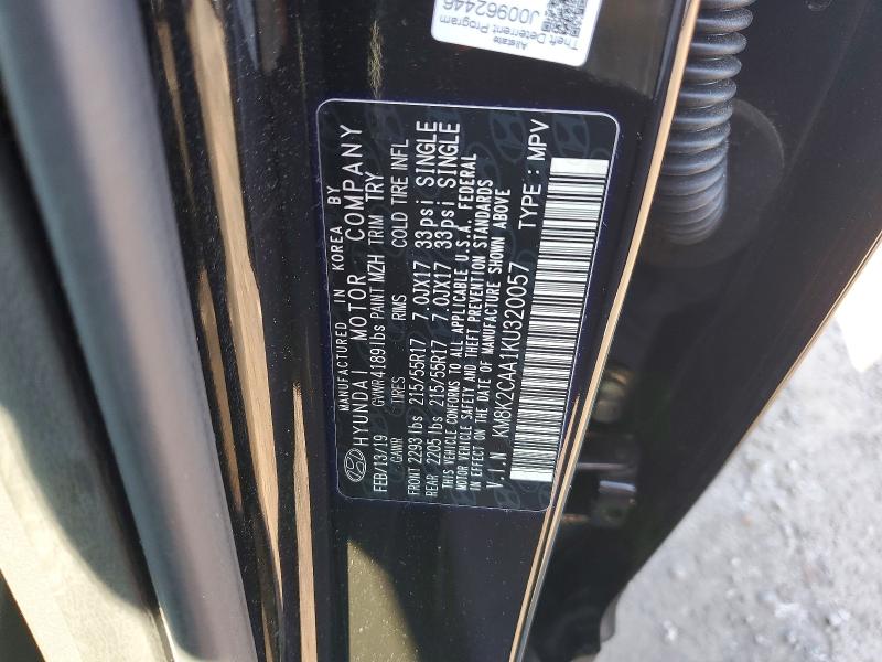 62321506 :رقم المزاد ، KM8K2CAA1KU320057 vin ، 2019 Hyundai Kona مزاد بيع