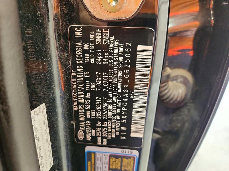 Продаж на аукціоні авто 2020 Kia Sorento, vin: 5XYPG4A3XLG625062, номер лоту: 61535386
