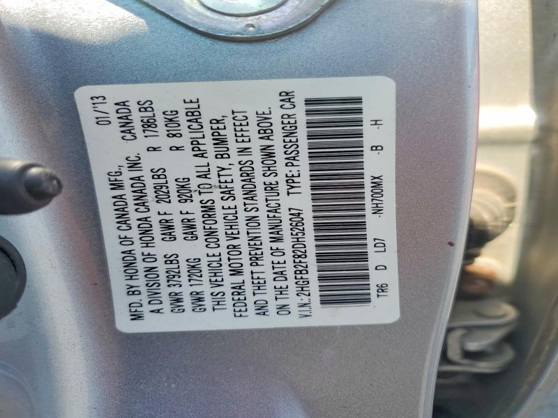 Aukcja sprzedaży 2013 Honda Civic, vin: 2HGFB2F82DH526047, numer aukcji: 60933636