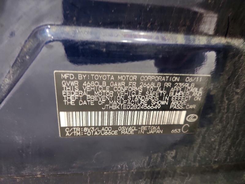 61009056 :رقم المزاد ، JTHBK1EG2B2456649 vin ، 2011 Lexus Es مزاد بيع