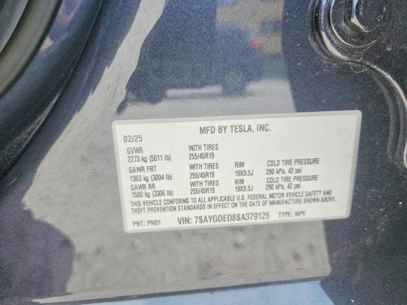 Продажа на аукционе авто 2025 Tesla Model Y, vin: 7SAYGDED8SA379125, номер лота: 59706446
