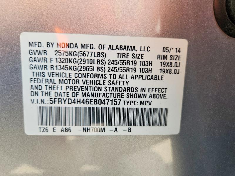 Auction sale of the 2014 Acura Mdx, vin: 5FRYD4H46EB047157, lot number: 61783336