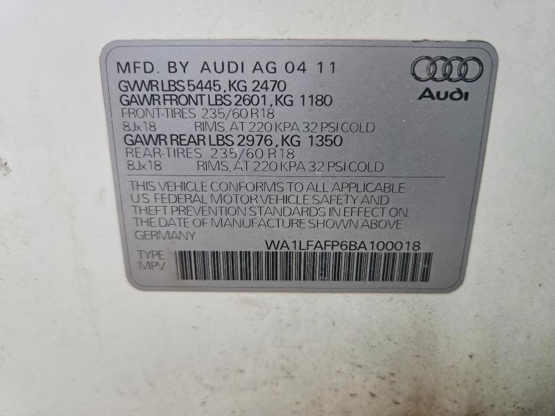 Aukcja sprzedaży 2011 Audi Q5, vin: WA1LFAFP6BA100018, numer aukcji: 59391206