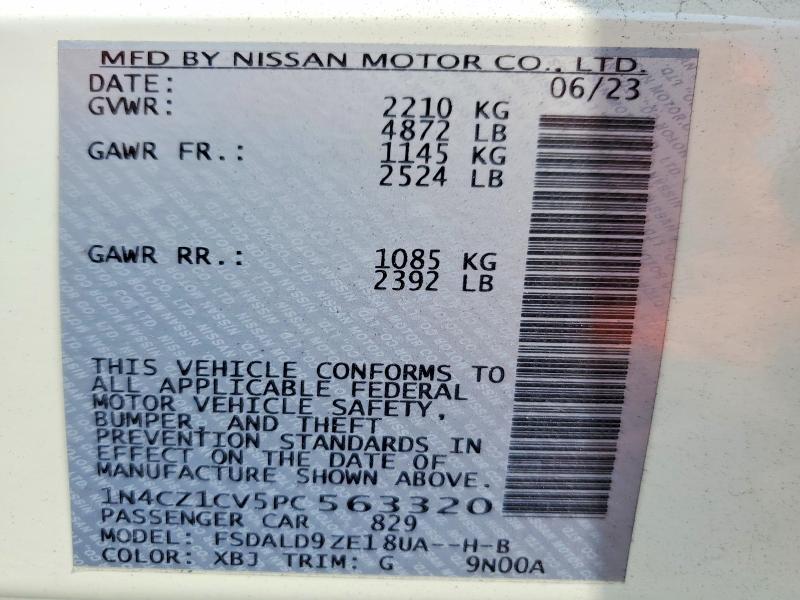 61473996 :رقم المزاد ، 1N4CZ1CV5PC563320 vin ، 2023 Nissan Leaf مزاد بيع