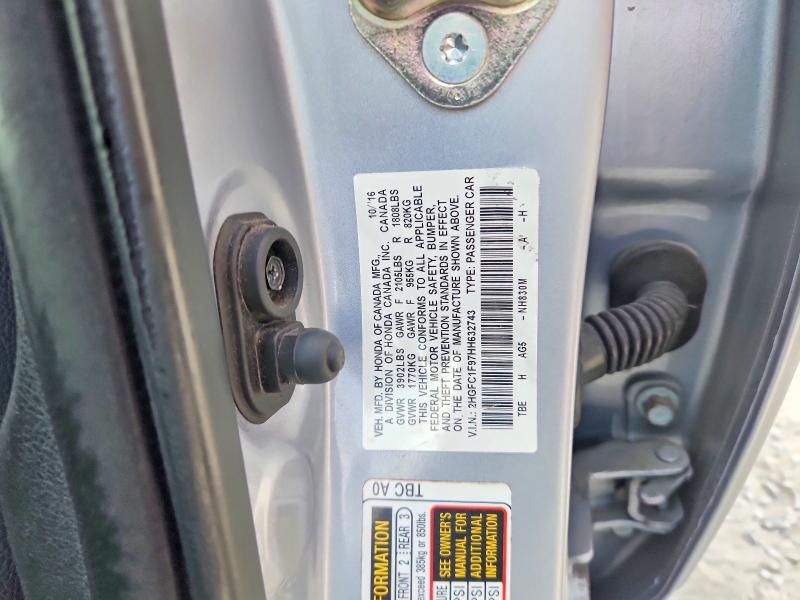 Aukcja sprzedaży 2017 Honda Civic, vin: 2HGFC1F97HH632743, numer aukcji: 62027726